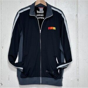 Volkl XL Track Jacket Black Fleece‎ Lined Full Zip Logo Tecnica Marker Sporty